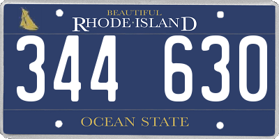 RI license plate 344630