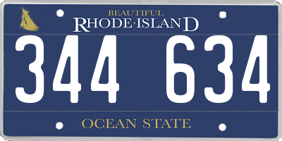 RI license plate 344634