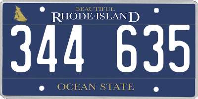 RI license plate 344635