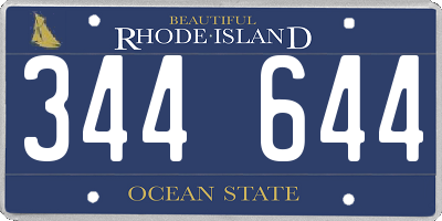 RI license plate 344644