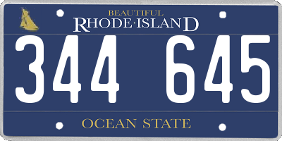 RI license plate 344645