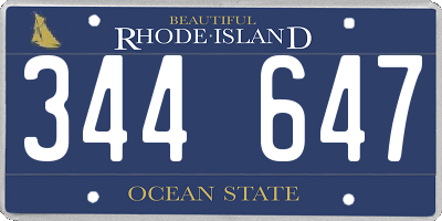 RI license plate 344647