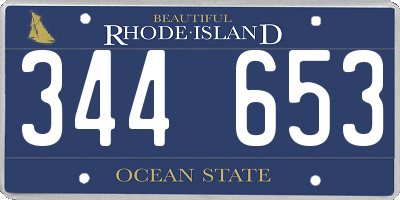 RI license plate 344653