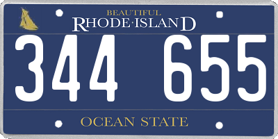 RI license plate 344655