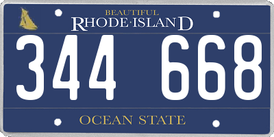 RI license plate 344668