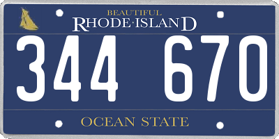 RI license plate 344670
