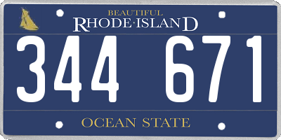 RI license plate 344671