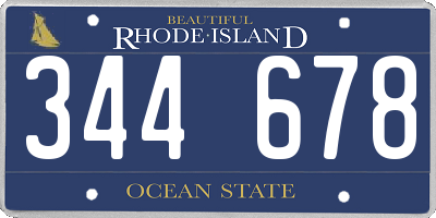 RI license plate 344678