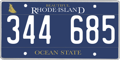 RI license plate 344685