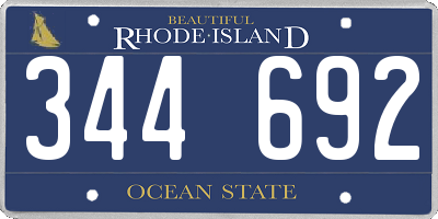 RI license plate 344692