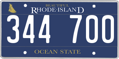 RI license plate 344700