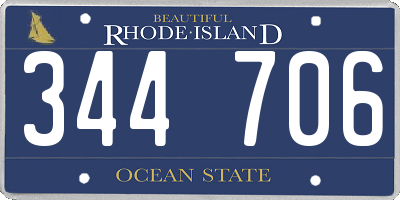 RI license plate 344706