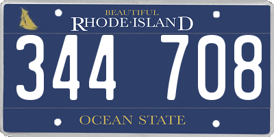 RI license plate 344708