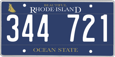 RI license plate 344721