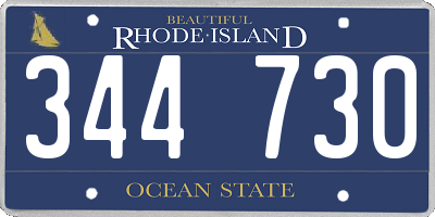 RI license plate 344730