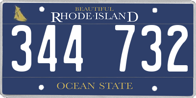 RI license plate 344732