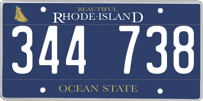RI license plate 344738