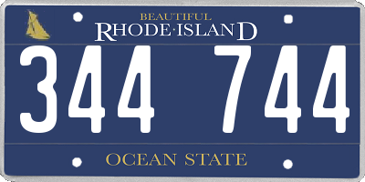 RI license plate 344744
