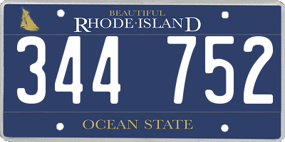 RI license plate 344752