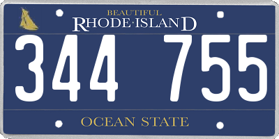 RI license plate 344755