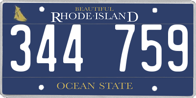 RI license plate 344759