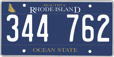 RI license plate 344762