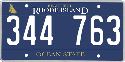 RI license plate 344763