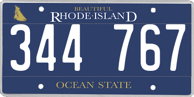 RI license plate 344767