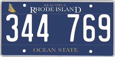 RI license plate 344769