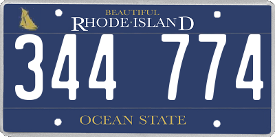 RI license plate 344774
