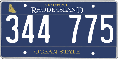RI license plate 344775