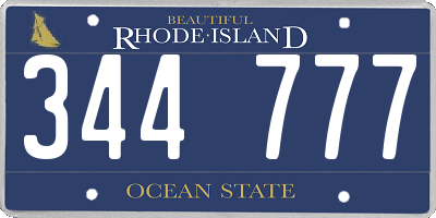 RI license plate 344777
