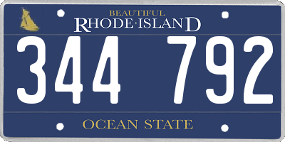 RI license plate 344792