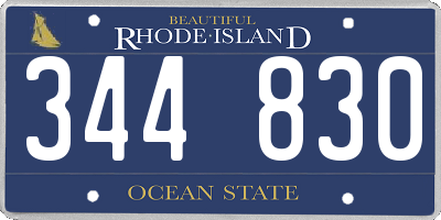 RI license plate 344830