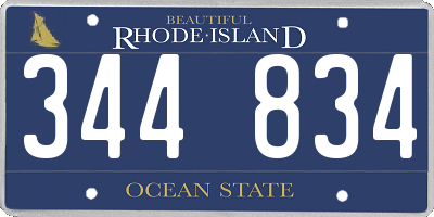 RI license plate 344834