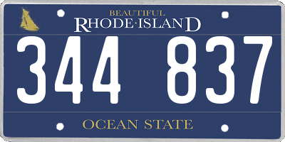 RI license plate 344837