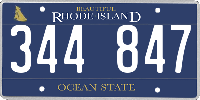 RI license plate 344847