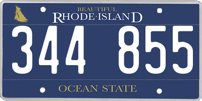 RI license plate 344855
