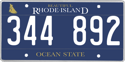 RI license plate 344892