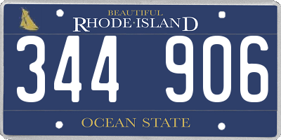 RI license plate 344906