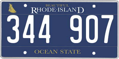 RI license plate 344907