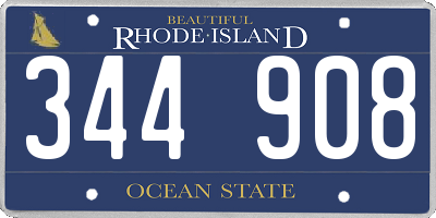 RI license plate 344908