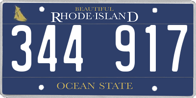 RI license plate 344917