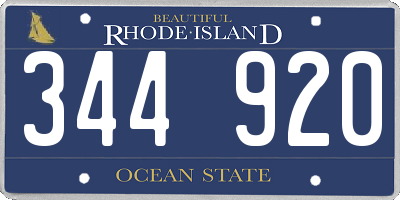RI license plate 344920