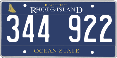 RI license plate 344922
