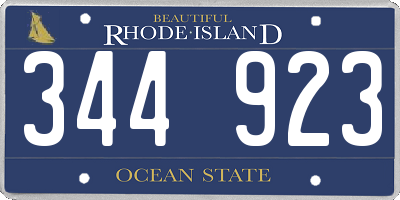 RI license plate 344923
