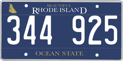 RI license plate 344925