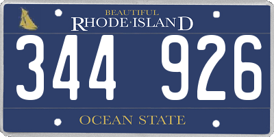 RI license plate 344926
