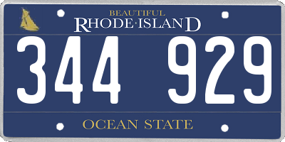 RI license plate 344929