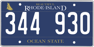RI license plate 344930